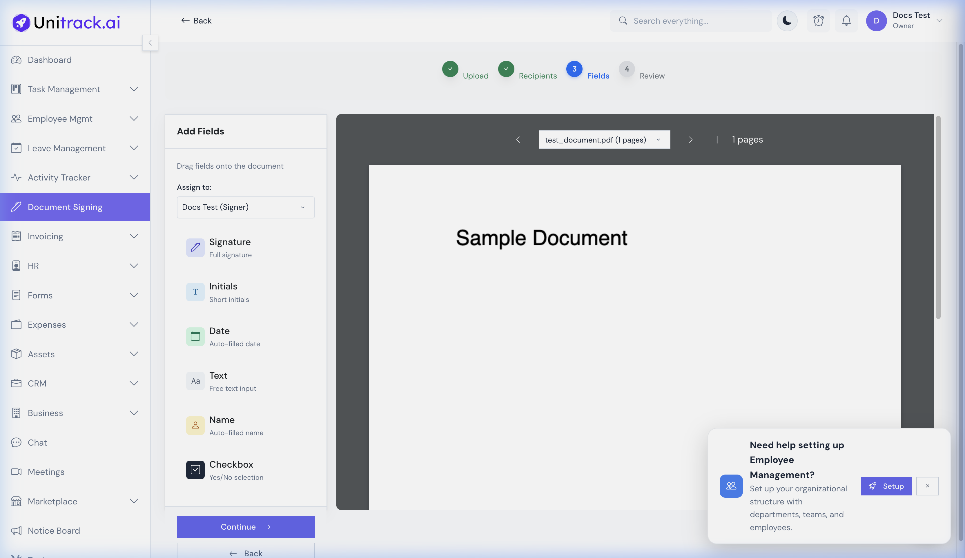 E-Signature Field Builder