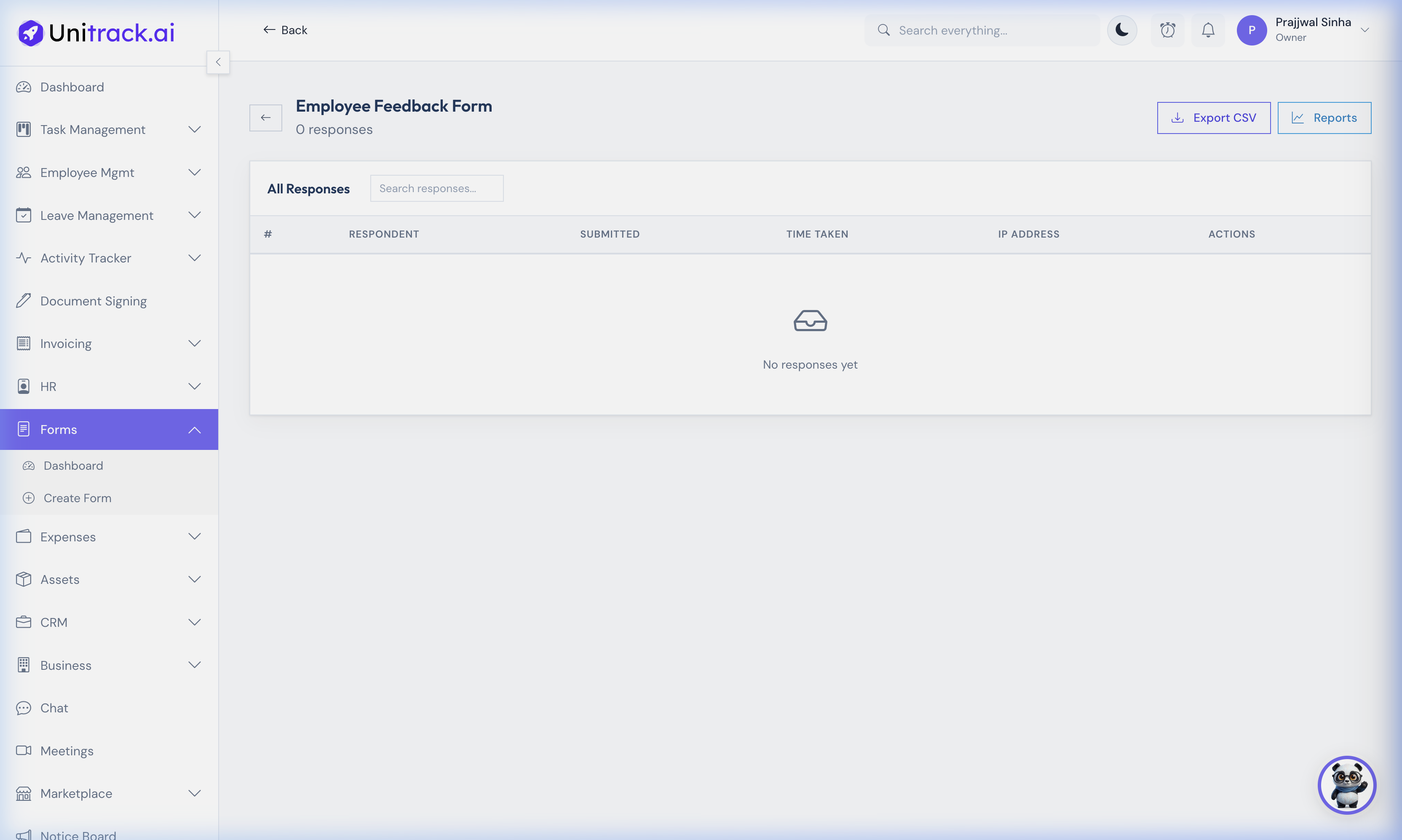 Form Responses Table