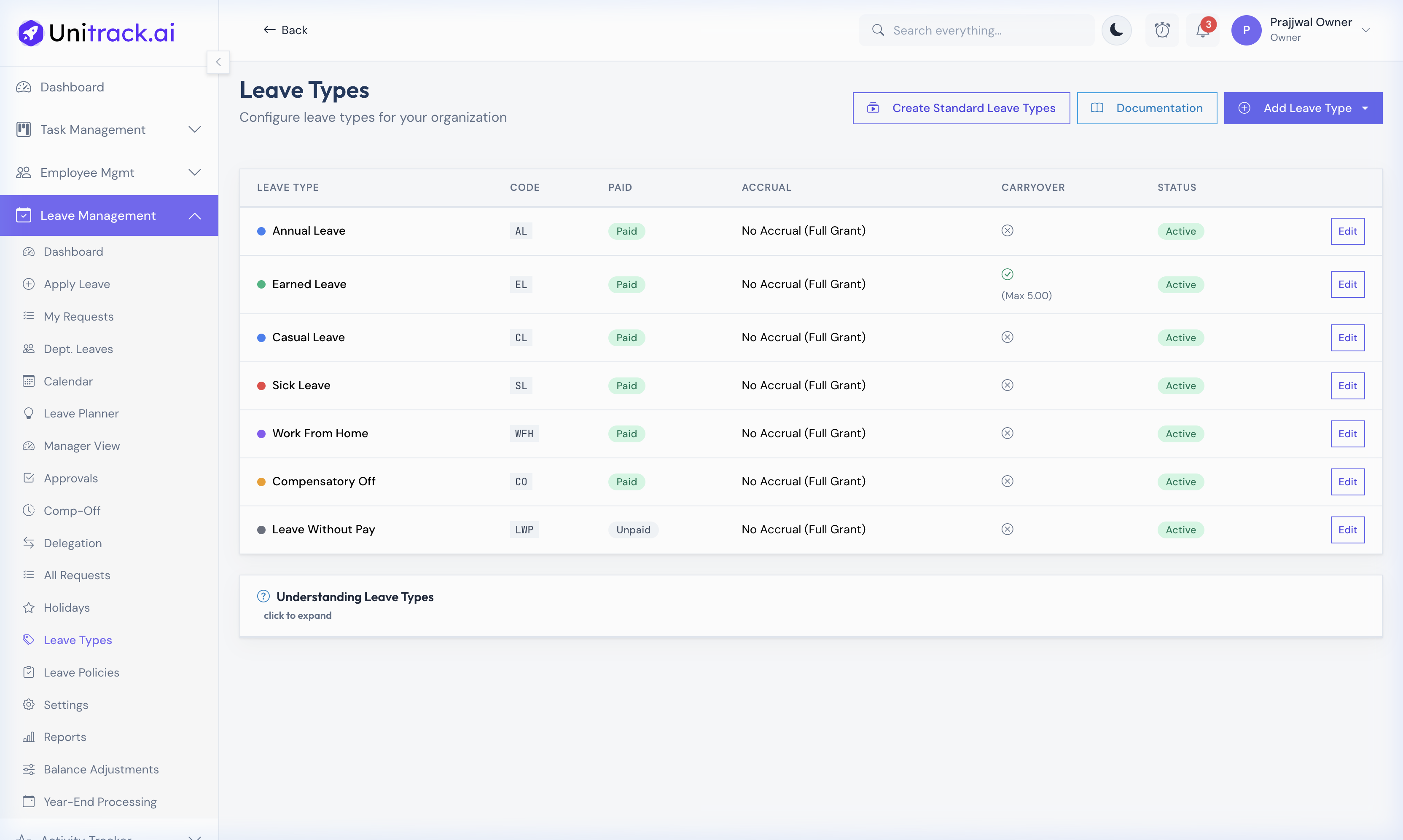 Configure Leave Types