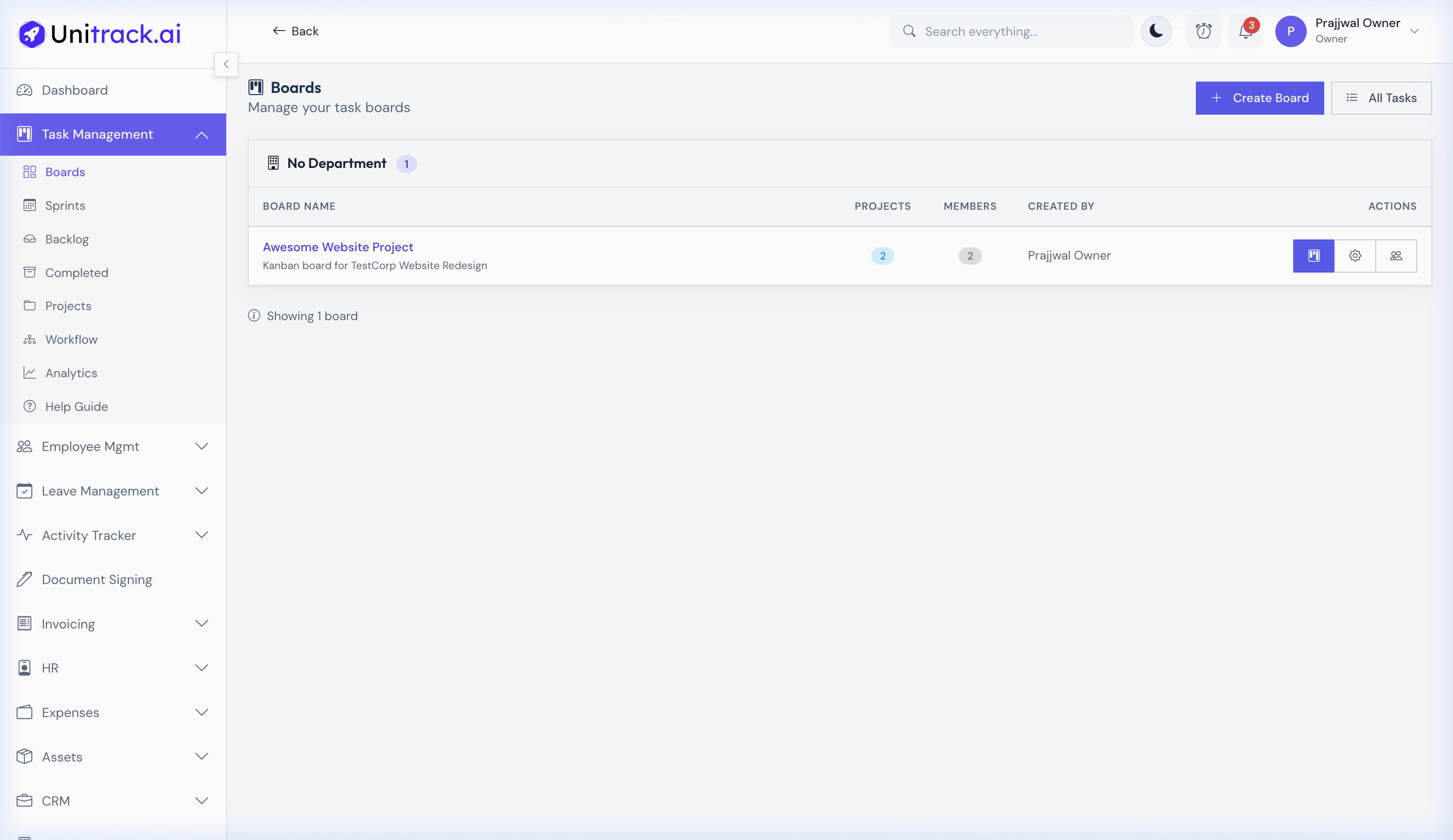 Task Management Boards List